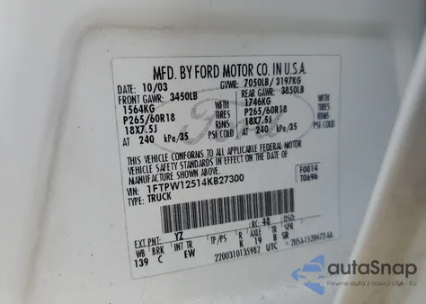 2004 Ford F150 Supercrew from USA, damaged, VIN 1FTPW12514KB27300